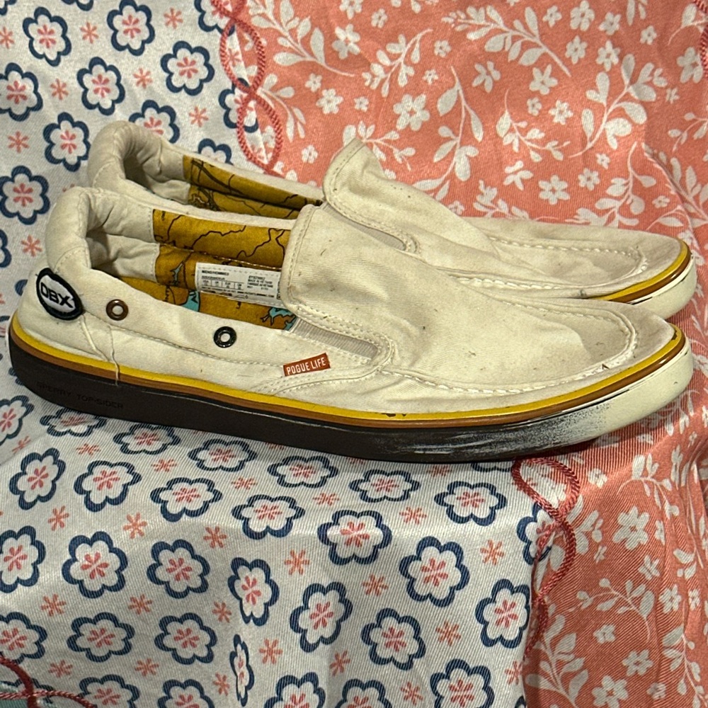 Sperry White and Yellow Slip-On Loafers OBX